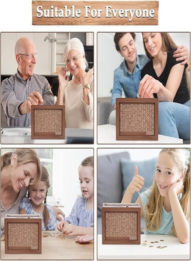 TECH LOGO ELECTRONICS حصالة نقود خشبية، صندوق نقود، صندوق عملات معدنية بتصميم منحوت للأطفال، صندوق تحدي الادخار، صندوق توفير خشبي، حصالة نقود خشبية، صندوق توفير قابل للكسر - Image 4